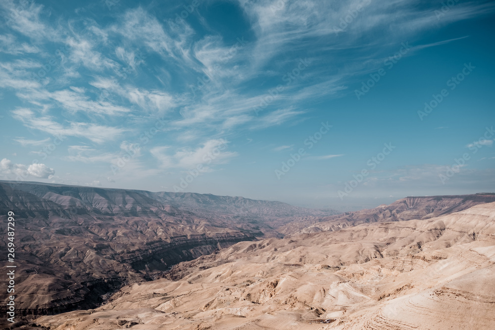 Aerial view of rocky desert of Jordan, Asia