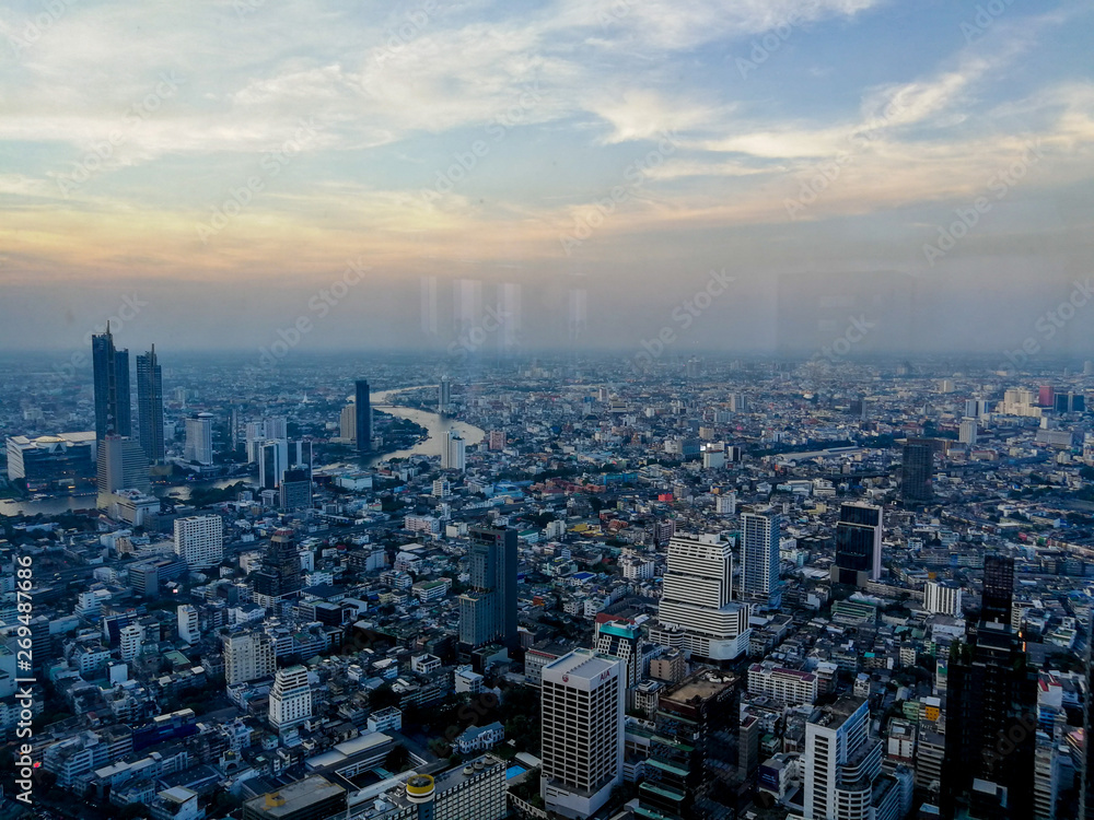 BANGKOK, THAILAND -JAN, 2019 - Photos of Bangkok City line, The King Power Mahanakhon Skywalk