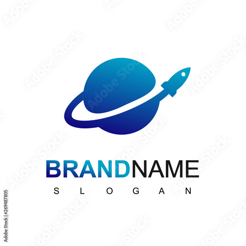 Rocket Launch In Planet  Logo