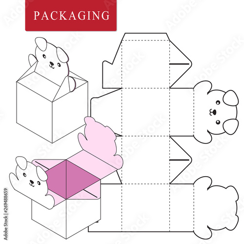 Packaging Design.Vector Illustration of Box.Package Template. Isolated White Retail Mock up.