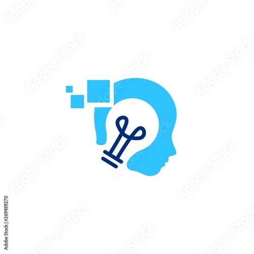 human head bulb lamp think smart logo vector icon illustration