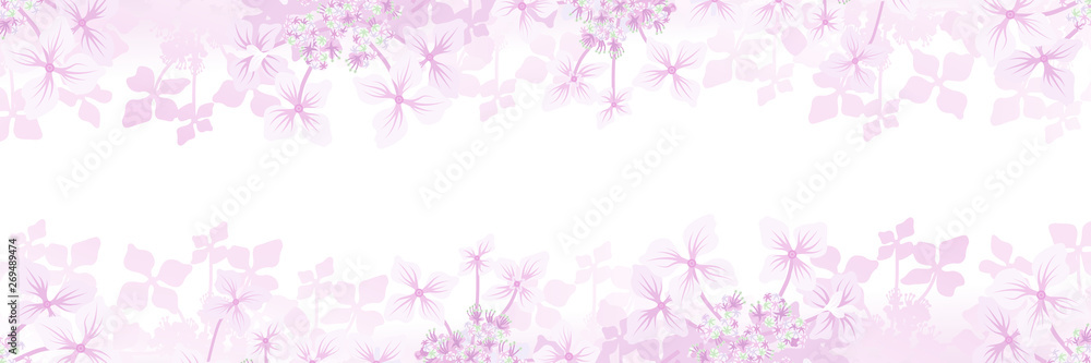 Hydrangea flower frame background - Banner ratio, pink color