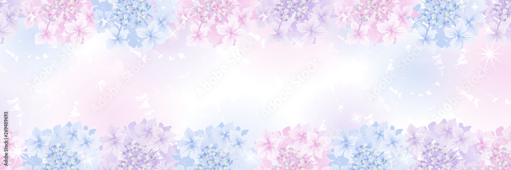 Hydrangea flower head frame in the gradation background - Banner ratio