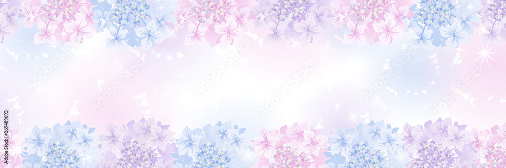 Hydrangea flower head frame in the gradation background - Banner ratio Hydrangea flower head frame in the gradation background - Banner ratio
