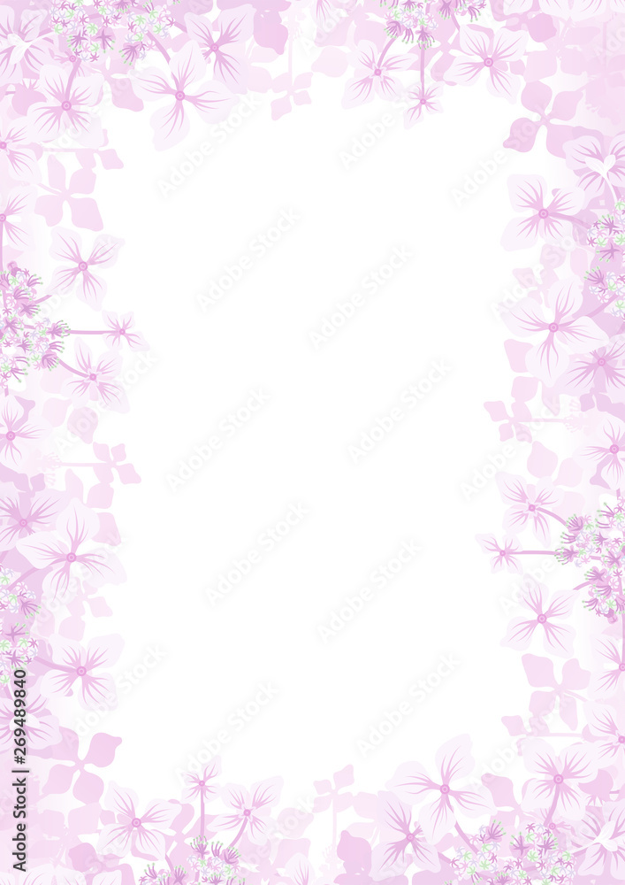 Hydrangea flower frame background -Vertical, pink color Hydrangea flower frame background -Vertical, pink color