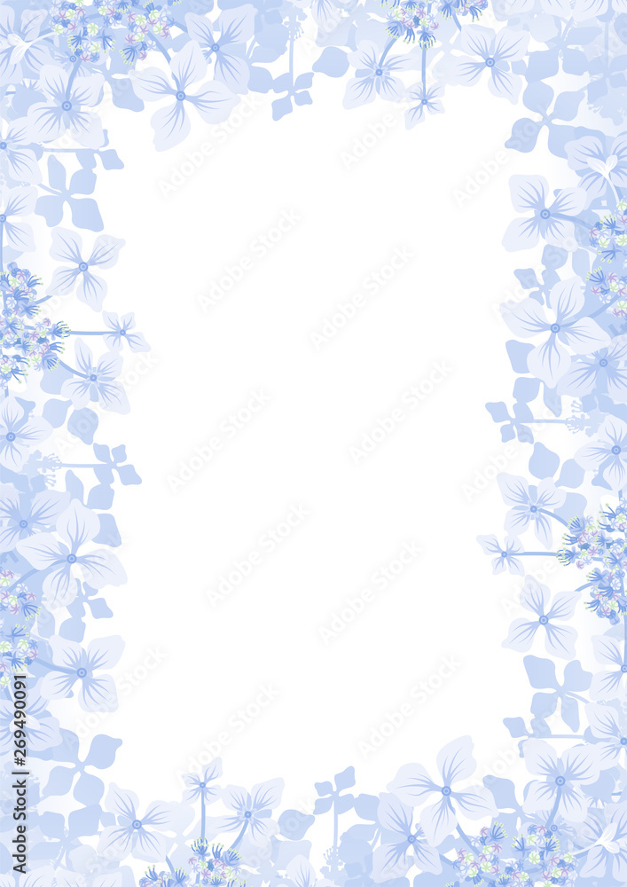 Hydrangea flower frame background -Vertical, blue color Hydrangea flower frame background -Vertical, blue color