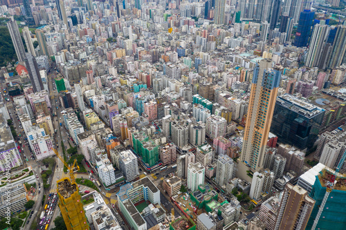 Hong Kong downtown city from top