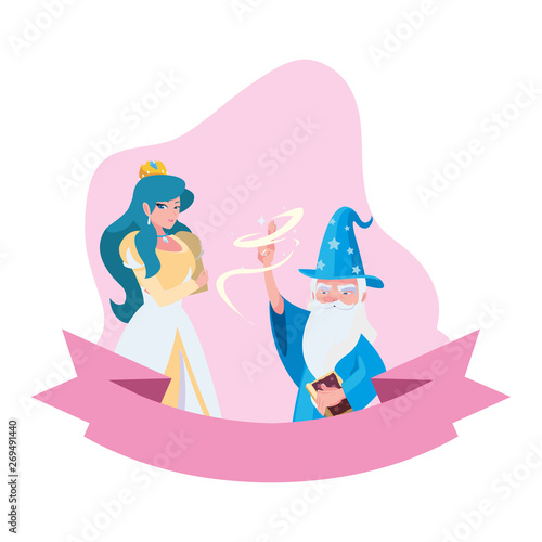 beautiful princess with wizard of tales characters