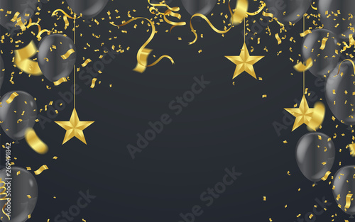 HAPPY BIRTHDAY ANNIVERSARY BANNER WITH COLORFUL BALLOONS