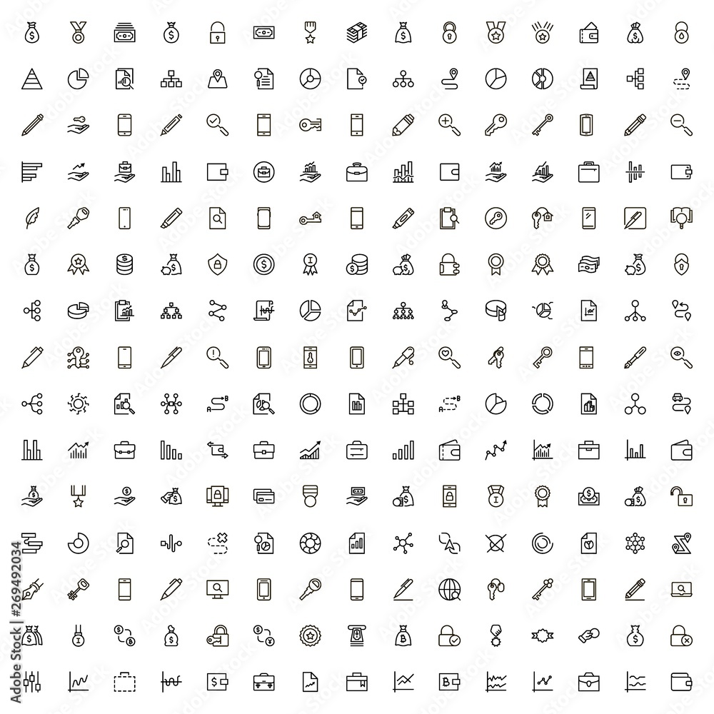 Bank line icon set. Bank line icon set.