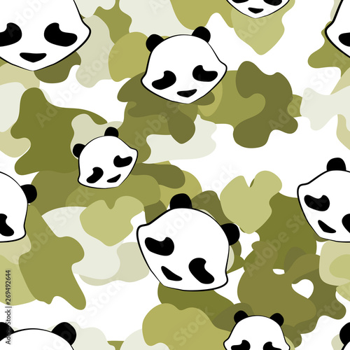 Panda bear cute camouflage animal seamless pattern