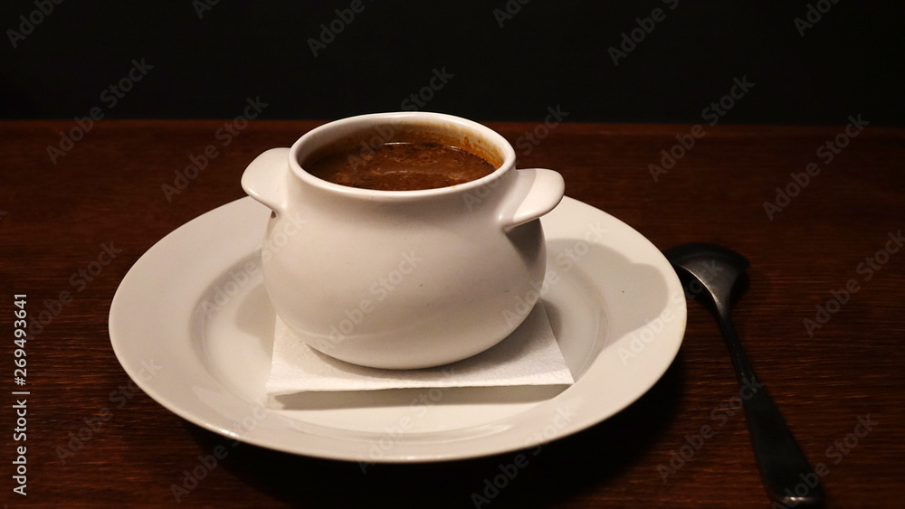 Traditional Spanish cold gazpacho soup with copy space for text. Traditional Spanish cold gazpacho soup with copy space for text.
