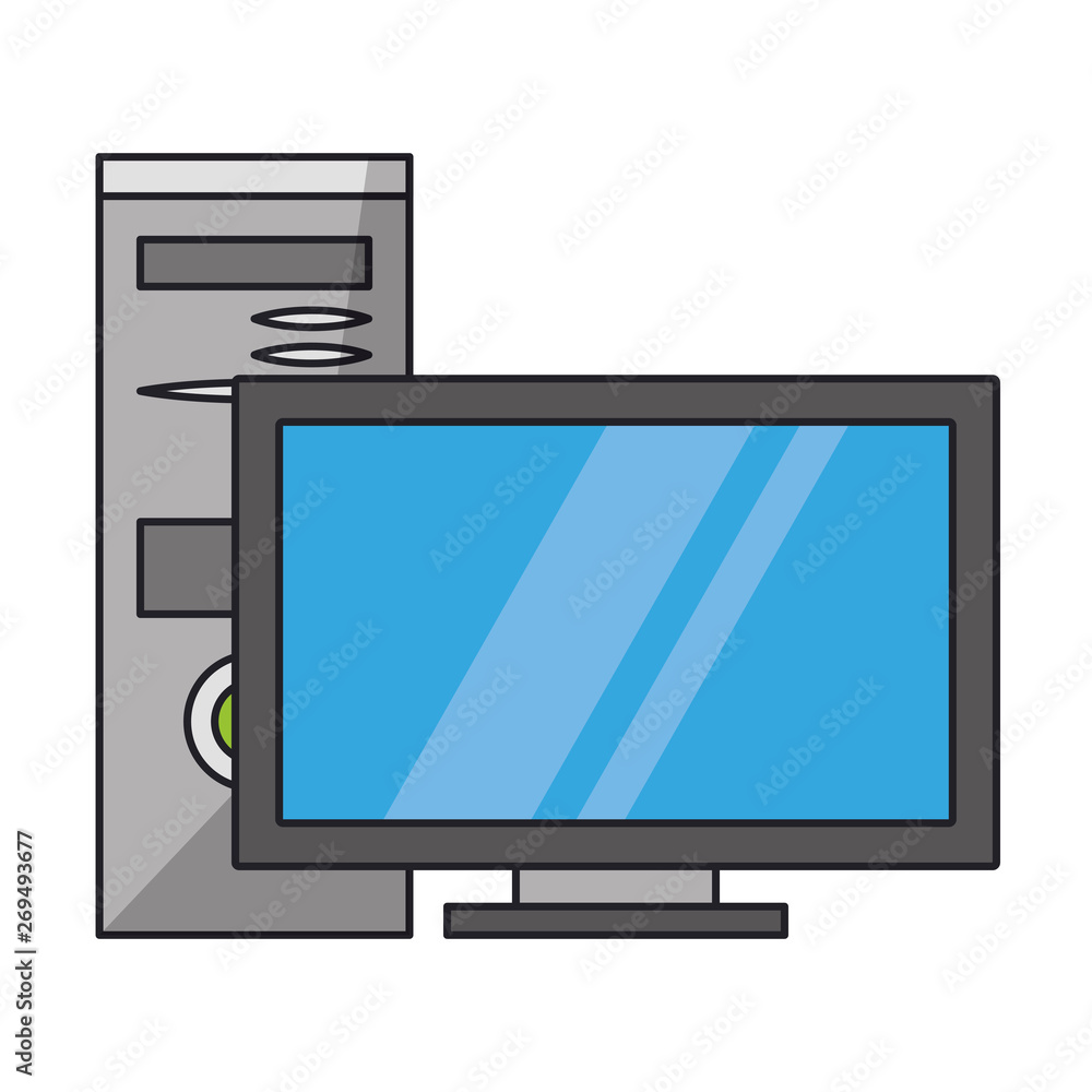 Desk computer monitor and cpu technology Desk computer monitor and cpu technology
