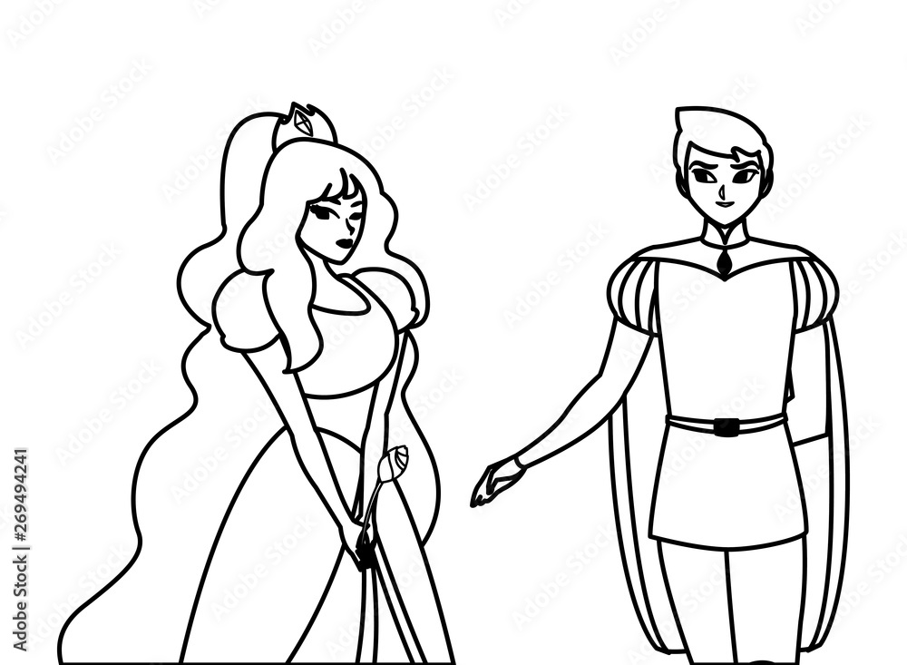 Fototapeta premium prince charming and princess of tales characters