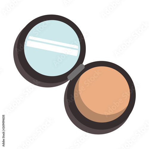 Make up powder with mirror cosmetic symbol vector illustration