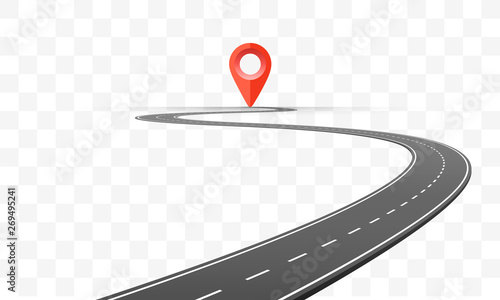 The road goes into the horizon, road on a transparent background.