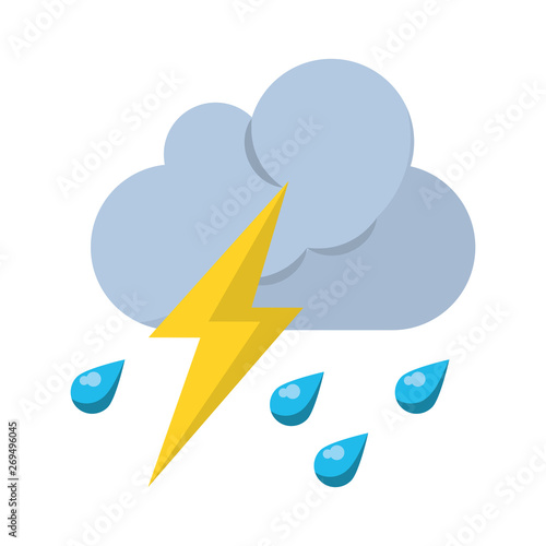 Cloud raining with rays weather cartoon