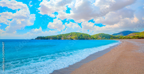Fototapeta Naklejka Na Ścianę i Meble -  Oludeniz Beach And Blue Lagoon, Oludeniz beach is best beaches in Turkey - Fethiye, Turkey