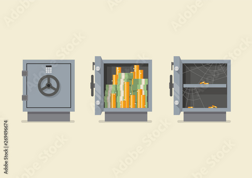 Set of security metal safe infographic