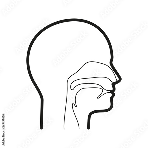 Głowa człowieka, nos i gardło. Ilustracja wektorowa