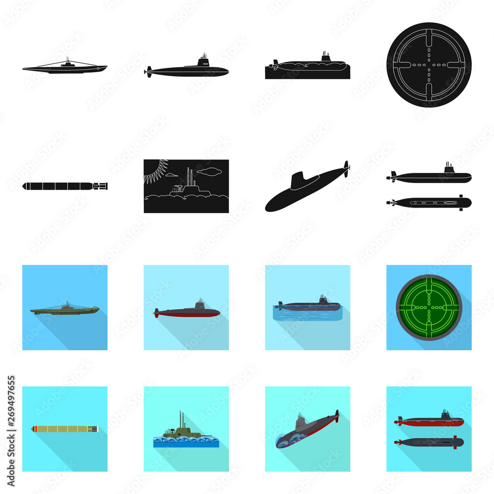 Isolated object of war  and ship icon. Set of war  and fleet stock symbol for web.