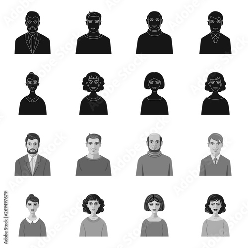 Vector illustration of hairstyle and profession  sign. Collection of hairstyle and character  vector icon for stock.