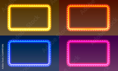 Neon frame sign in the shape of a square.