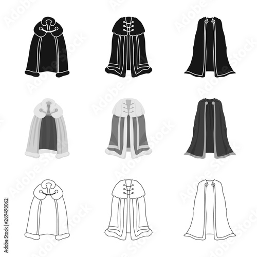 Vector illustration of material and clothing sign. Collection of material and garment stock vector illustration.