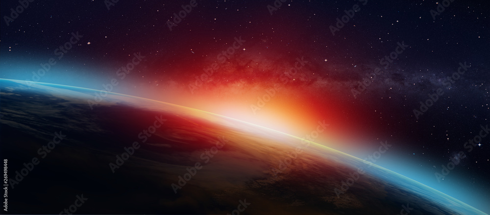 Planet Earth with a spectacular sunset 