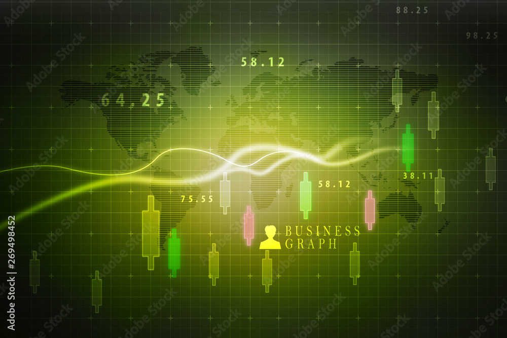 2d rendering Stock market online business concept. business Graph 