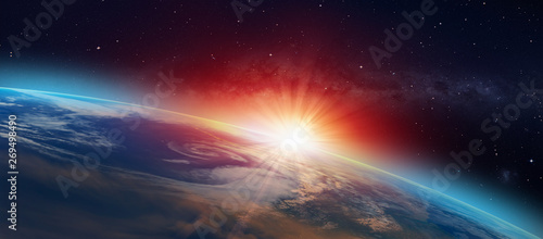 Fototapeta Naklejka Na Ścianę i Meble -  Planet Earth with a spectacular sunset 