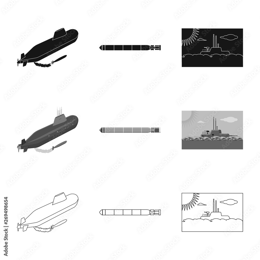 Fototapeta premium Isolated object of war and ship sign. Collection of war and fleet stock symbol for web.
