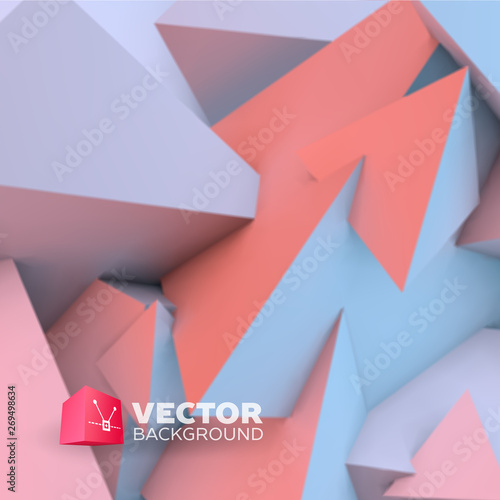 Abstract background with rose quartz and serenity pyramids