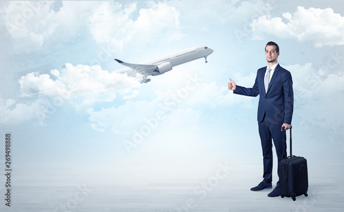 Elegant agent hitchhiking with departing airplane concept