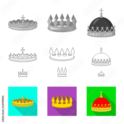 Vector illustration of medieval and nobility sign. Collection of medieval and monarchy stock vector illustration.