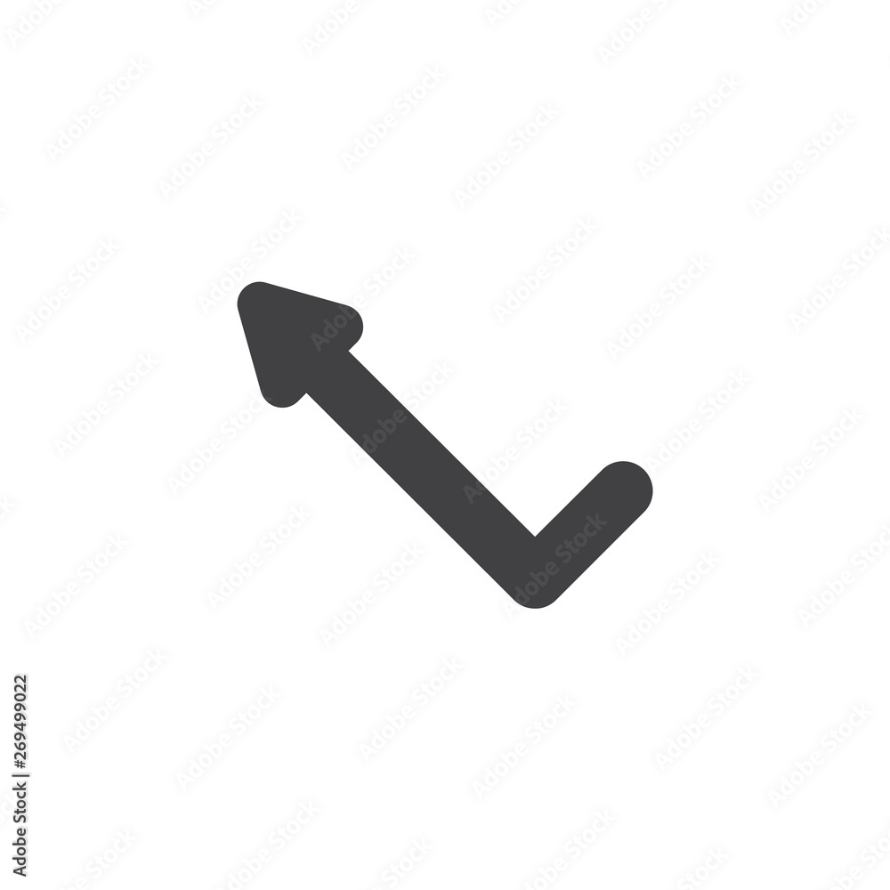 Left angle arrow vector icon. filled flat sign for mobile concept and web design. Curved arrow up glyph icon. Symbol, logo illustration. Vector graphics Left angle arrow vector icon. filled flat sign for mobile concept and web design. Curved arrow up glyph icon. Symbol, logo illustration. Vector graphics