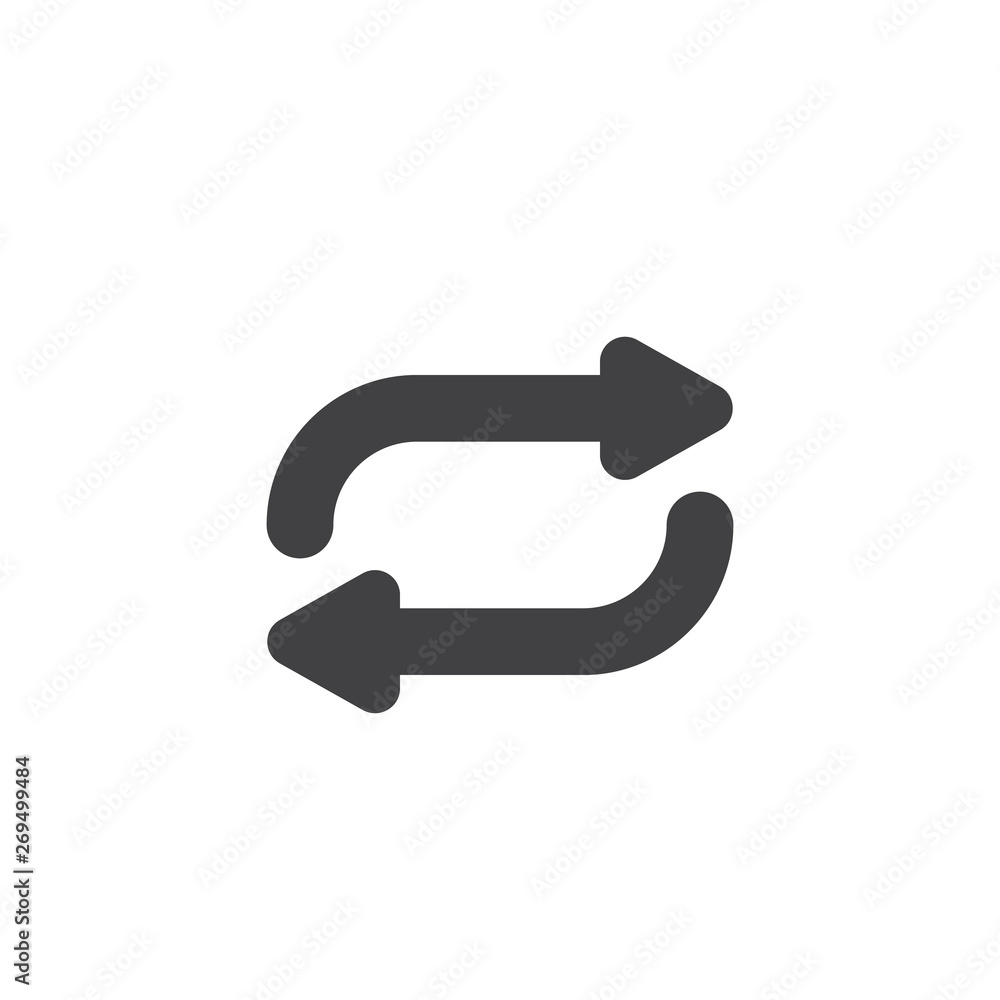 Arrows left and right vector icon. Refresh, reload, repeat filled flat sign for mobile concept and web design. Transfer arrows glyph icon. Symbol, logo illustration. Vector graphics