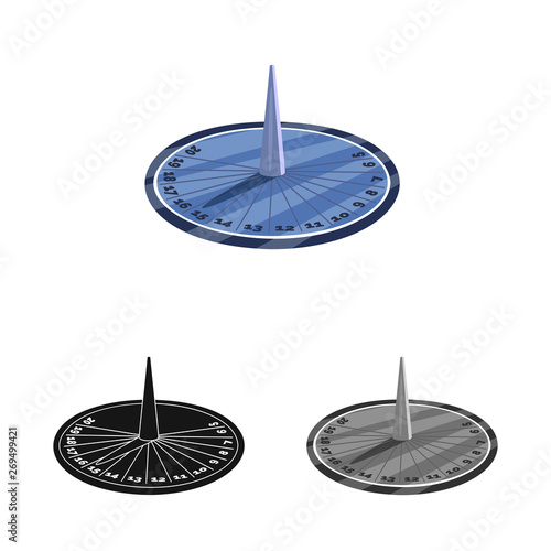 Vector design of sundial and clock icon. Set of sundial and time vector icon for stock.