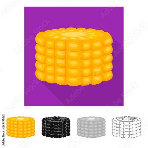 Isolated object of corn and piece symbol. Set of corn and seed stock symbol for web.
