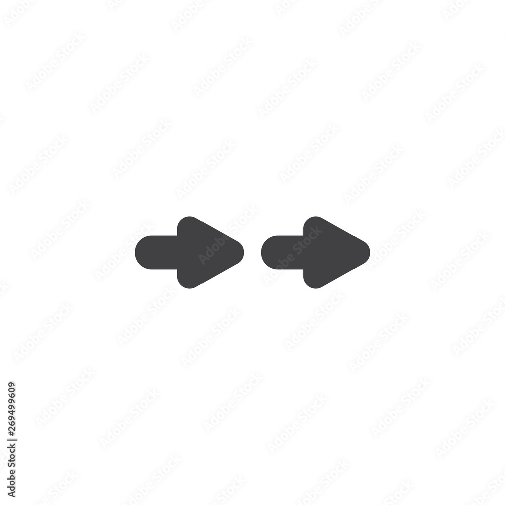 Forward arrows vector icon. filled flat sign for mobile concept and web design. Double arrow right glyph icon. Symbol, logo illustration. Vector graphics Forward arrows vector icon. filled flat sign for mobile concept and web design. Double arrow right glyph icon. Symbol, logo illustration. Vector graphics