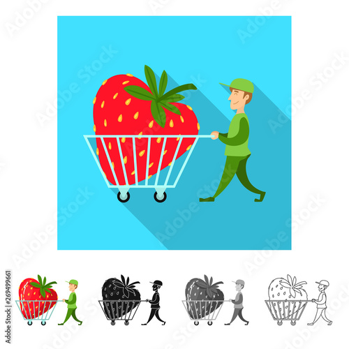 Isolated object of man and strawberry sign. Collection of man and shopping stock symbol for web.