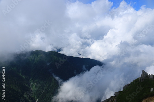 中央アルプス縦走 空木岳山頂からの風景 檜尾尾根