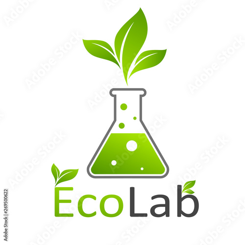 Chemical test tubes with green plants Friendly to the Eco environment Vector illustration