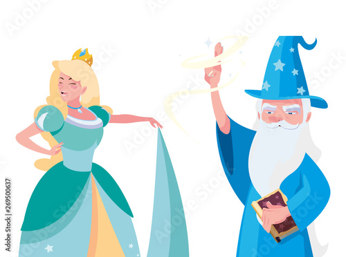 beautiful princess with wizard of tales characters