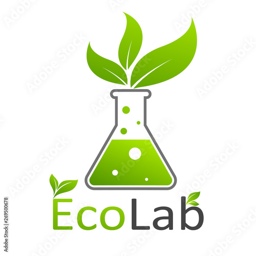 Chemical test tubes with green plants Friendly to the Eco environment Vector illustration