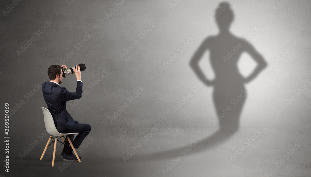 Rich businessman staying and offering stuffs to a pretty shadow woman
Rich businessman staying and offering stuffs to a pretty shadow woman