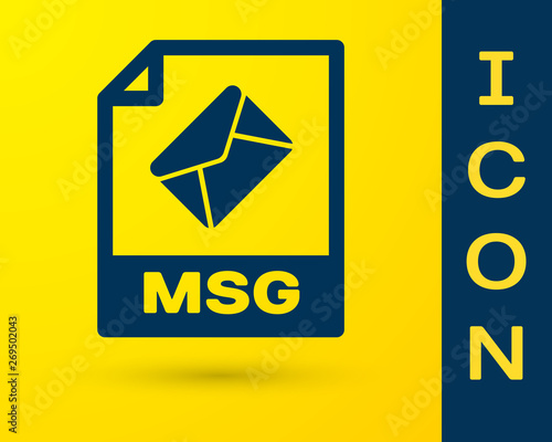 Blue MSG file document icon. Download msg button icon isolated on yellow background. MSG file symbol. Vector Illustration