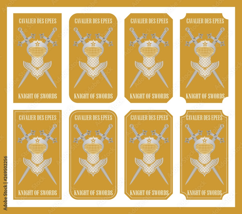 Fototapeta premium Knight of Swords Tarot of the symbol golden and white