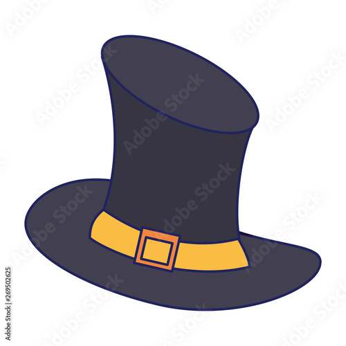 Magician hat cartoon isolated symbol blue lines