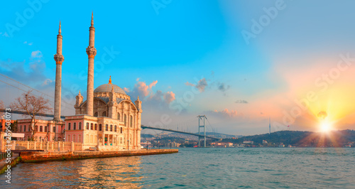 Ortakoy mosque and Bosphorus bridge - Istanbul, Turkey.